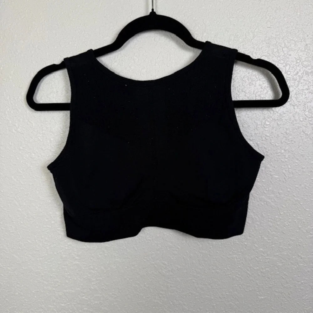 Z by Zella Athletic Sports Bra Crop Tank Seamless Ribbed Workout Top Black Large